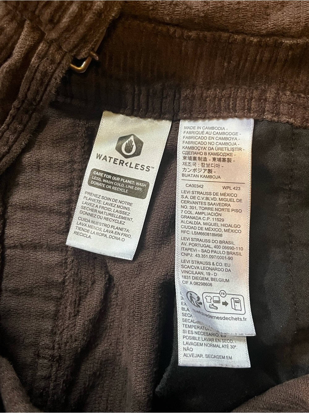 Levi’s Premium Corduroy Overalls Women’s S Brown Wide Leg Bib Overall Gorpcore - Picture 7 of 12